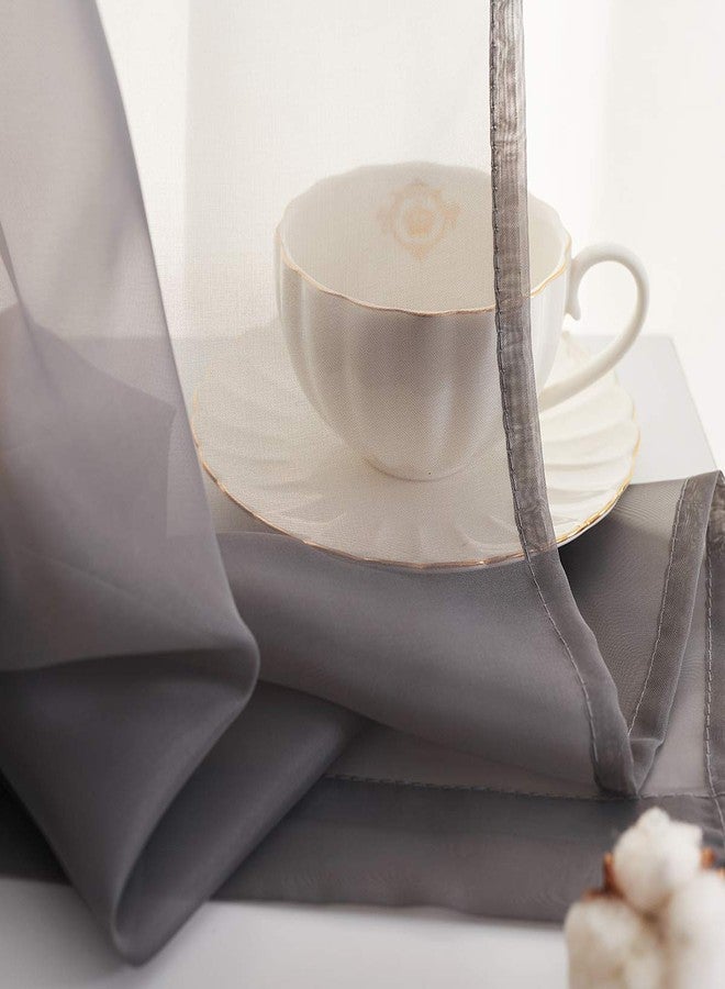 TOAVA DECO Gray Sheer Curtains 95 Inches Long 2 Pack Translucent Solid Color Window Treatment Rod Pocket Grey Sheer Curtains for Bedroom Living Room 52x95 - Image 3